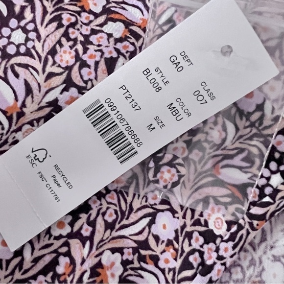 J. Crew Puff-Sleeve Satin Back Crepe Top Floral Flourish Blouse BL008 Fall 22" - Picture 11 of 12